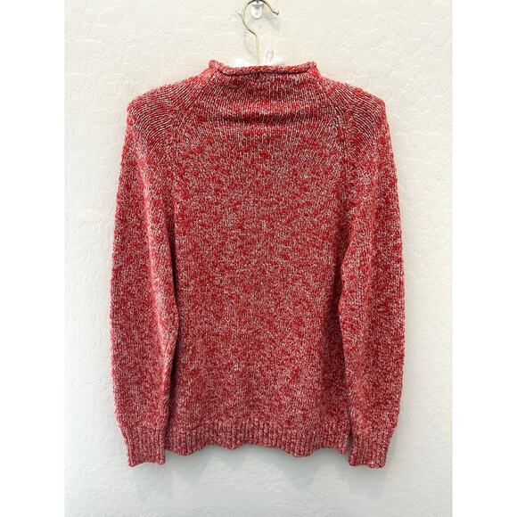 🆕 L.L.BEAN | Orange Heathered Cotton Funnel Neck Long Sleeve Sweater | Small - Picture 3 of 8